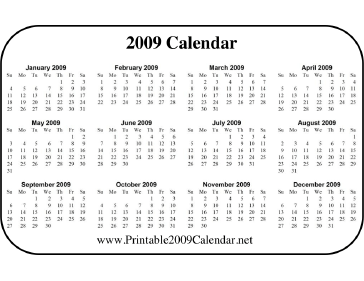 2009 Wallet Calendar Calendar