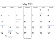 May 2009 calendar