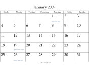 January 2009 calendar