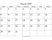 March 2009 calendar