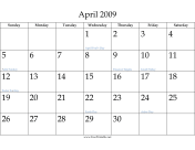 April 2009 calendar