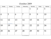 October 2009 calendar