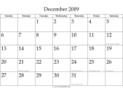 December 2009 calendar