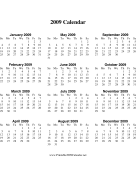 2009 Calendar on one page (descending, vertical) calendar