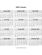 2009 Calendar on one page (descending, vertical) calendar